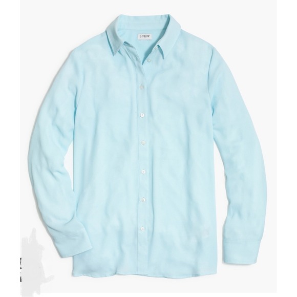 J. Crew Tops - J. Crew Women's Size Large Light Blue Long Sleeve Button Down Shirt Blouse Sheer